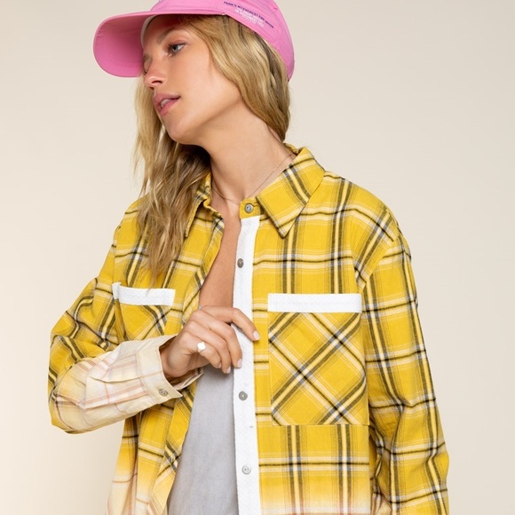 Plaid Woven Button Oversize Shirt in BOTH … - Picture 8 of 13